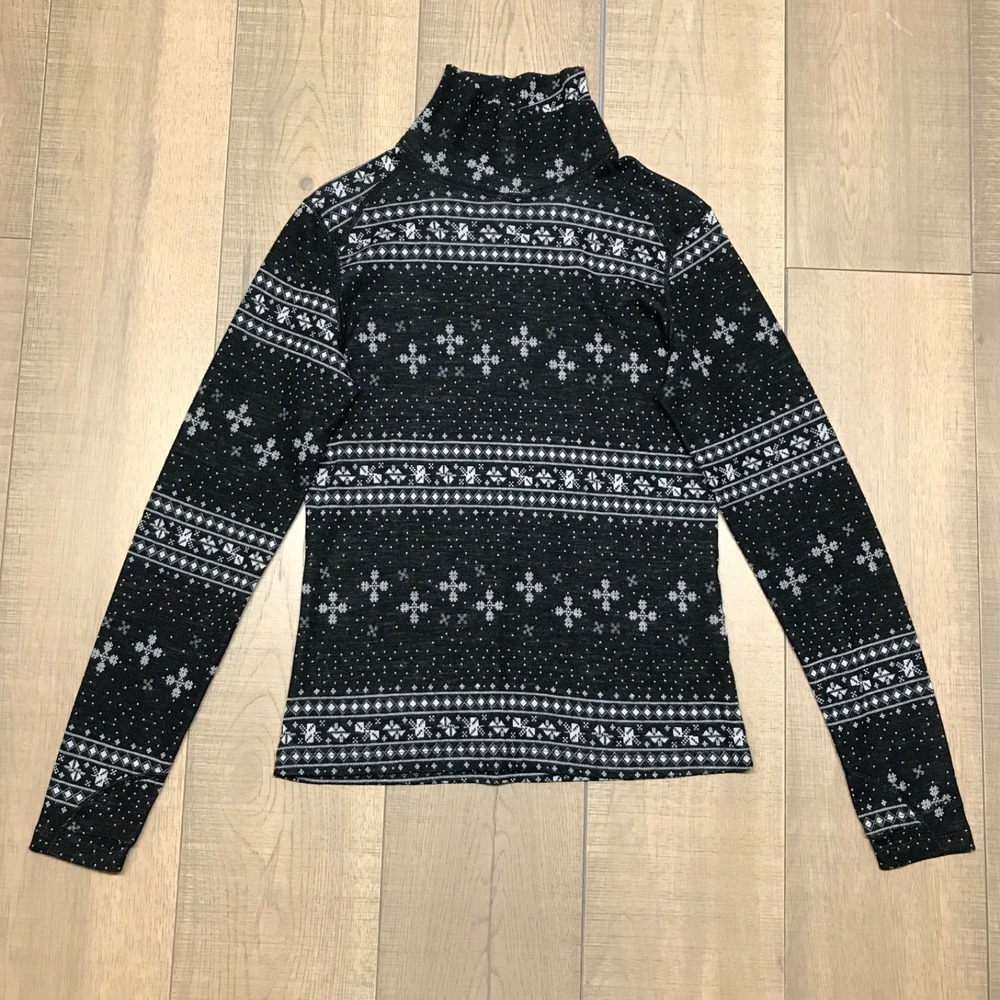 Terramar Woolskins Top Shirt Womens M Black Merino Wool Base Layer Long Sleeve